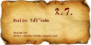 Kulin Tünde névjegykártya